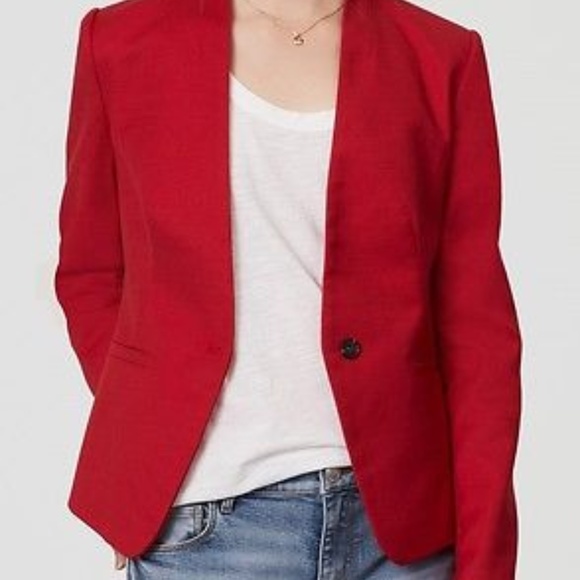 LOFT Jackets & Blazers - Ann Taylor Loft Red Textured Collarless Blazer